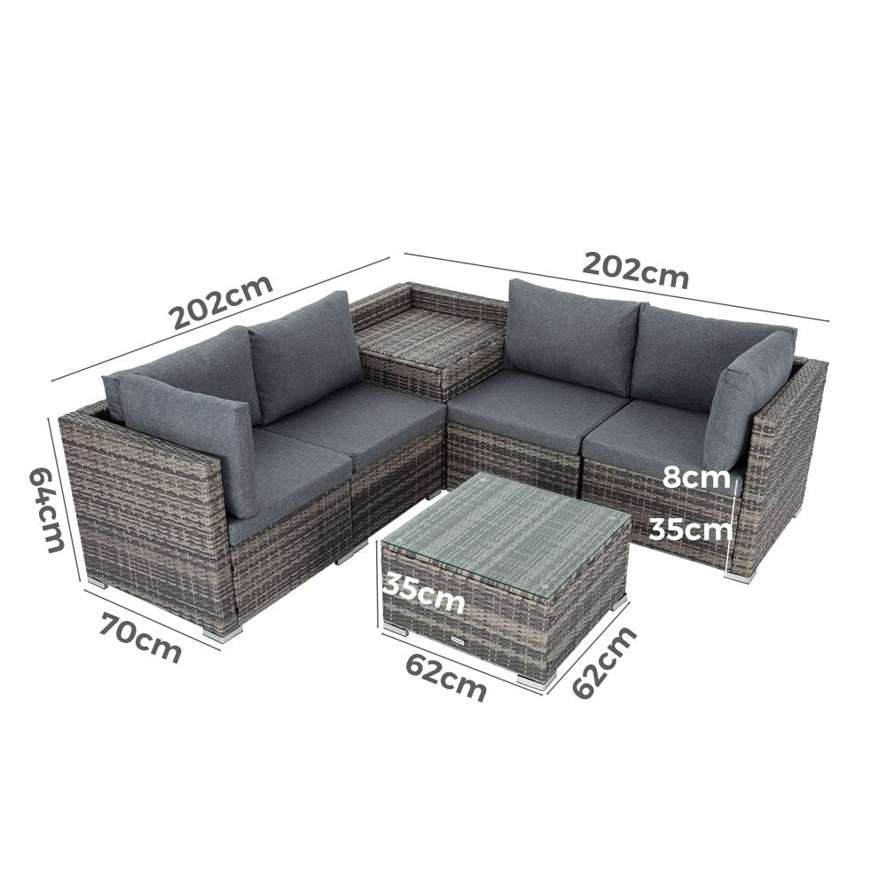 Prahran 6 Piece Outdoor Modular Lounge Sofa
